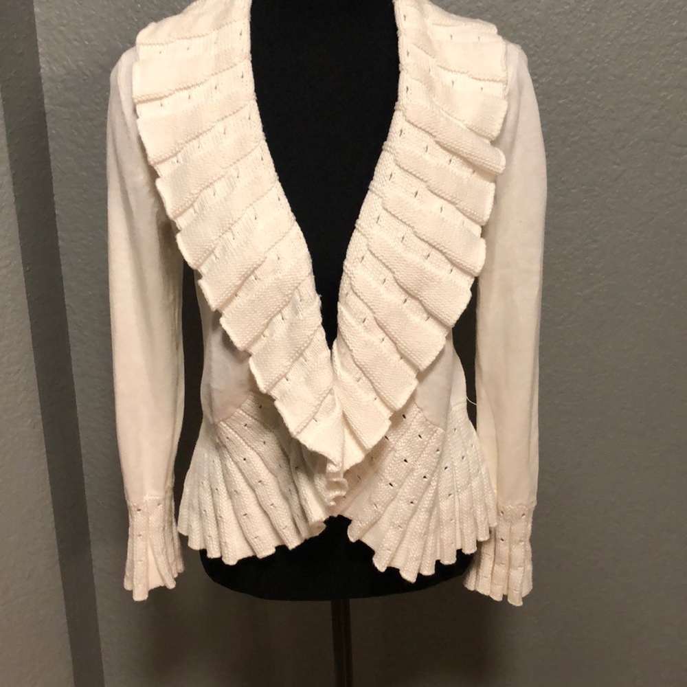 Style & Co size S ruffled sweater off white